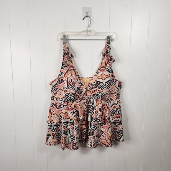 Addition Elle Boho Tankini Swimsuit Top Plus Size 3X Beach Cruise - Picture 1 of 6